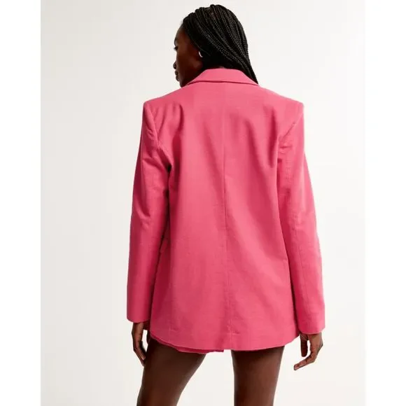 Abercrombie Hot Pink Linen Blend Boyfriend Blazer Size XS NWT - Picture 2 of 12